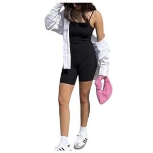 Aritzia Wilfred Free Divinity 7" Romper Body Suit Black Shorts One Piece Size L